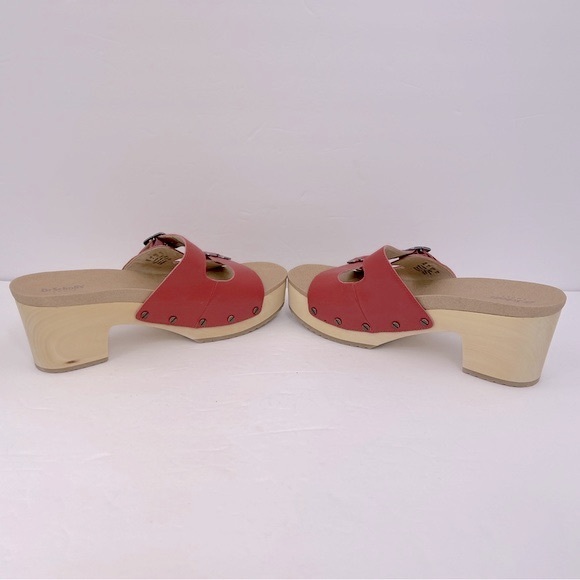 Dr Scholl’s SHOES, ORIGINAL VIBE PLATFORM, HEELED SLIDE SANDALS, RED LEATHER 10M - Picture 13 of 16
